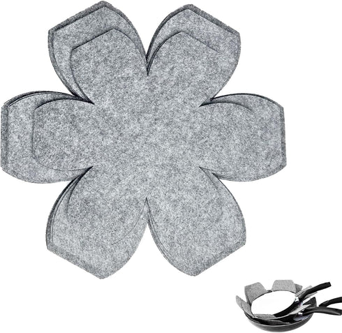 6 Pack Pot and Pan Protectors in 3 Sizes, Anti-Slip Dividers for Stacking, Protecting Pads for Cookware