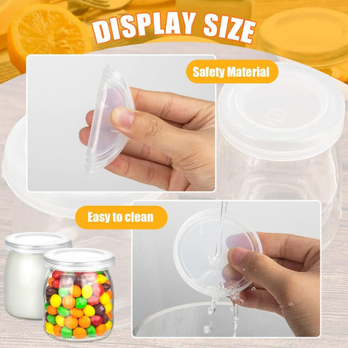 HFXXAD 120Pcs Set, Storage(2.6inch) Yogurt Jar Lids Yogurt Container Lids Clear Plastic, Reusable Replacement Food