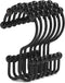 Goowin Shower Curtain Hooks, Stainless Steel Black Shower Curtain Rings, Rust Proof, Free Sliding Double Hooks