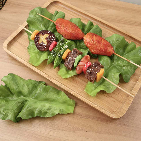 DinQ 10 Pieces Fake Lettuce Leaves Artificial Green Vegetables Plastic Realistic Salad for Holiday Home Kitchen Cabinet