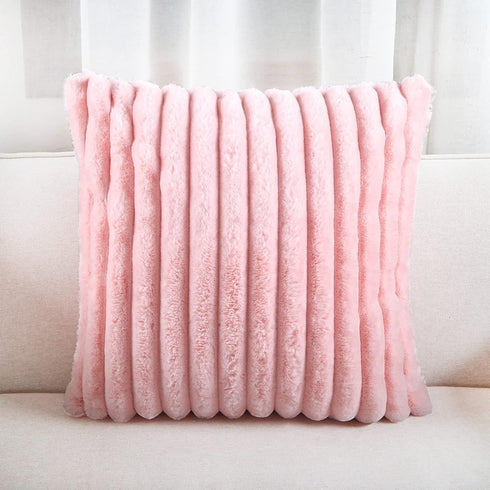 Super Soft Throw Pillow Cover, 20x20 Double Side Faux Fur Cushion Cover, Pink, 1 Piece