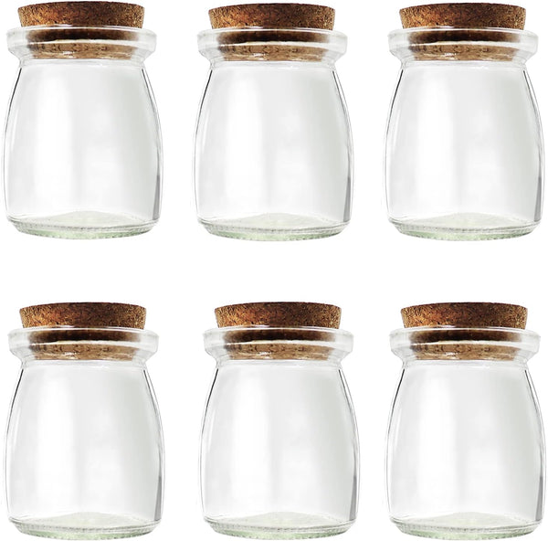 6Pcs 100ml Mini Glass Decorative Bottle with Cork Stopper, Empty Glass Jars for Party Wedding Favor Storage