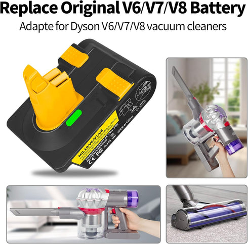 Battery Adapter for Dyson V6, V7, V8 - Convert M18 Battery for Dyson Vacuum Cleaners (Milwaukee Compatible)