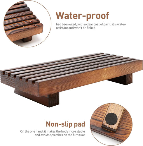 Small Kitchen Sink Soap Tray for Counter Dish Soap Dispenser, Wooden Risers Stand for Bathroom Decor