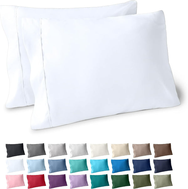 Bare Home Microfiber Pillow Cases - King Size Set of 2, Cooling Double Brushed White Pillowcases, Easy Care