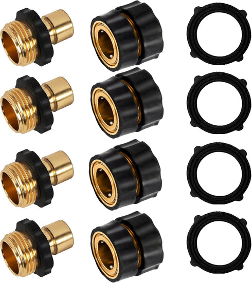 Xiny Tool 3/4 Inch Quick Connect Garden Hose Fittings, Male & Female Water Quick Release Hose Connector (4 Pack)