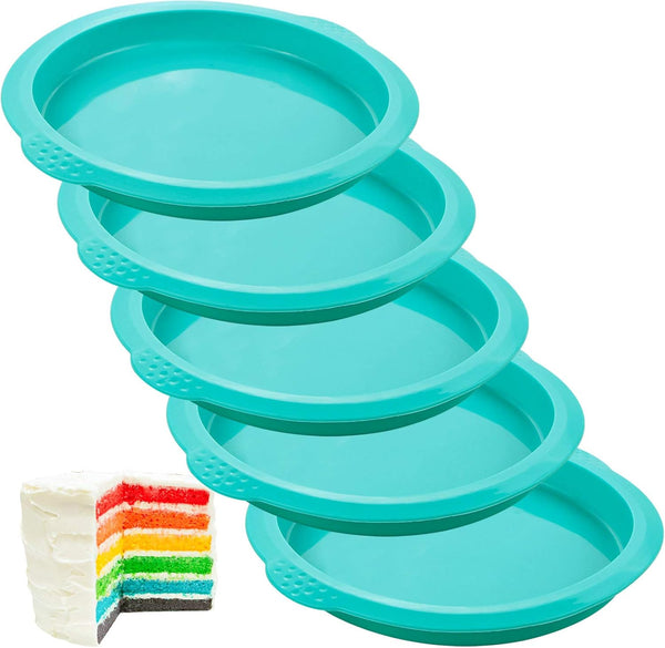 Webake Rainbow Cake Pans, 6 Inch Round Silicone Baking Pans, Set of 6 for Jumbo Whoopie Pie, Vegetable Pancakes