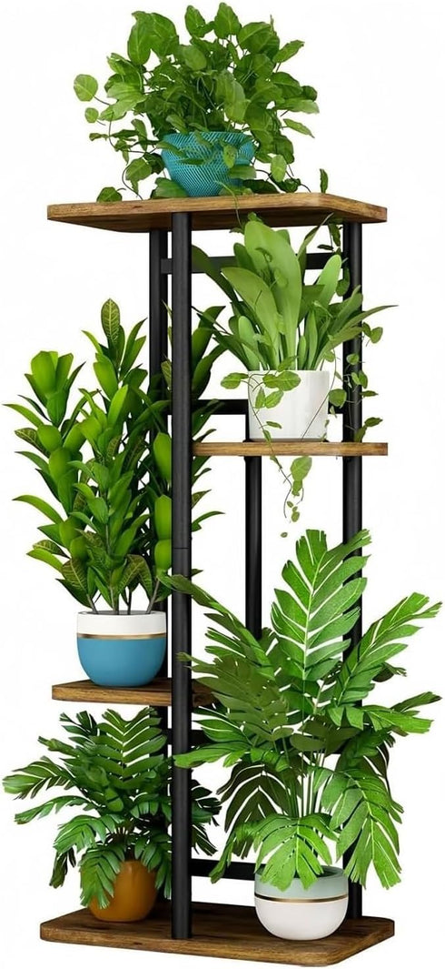 LINZINAR Plant Stand Indoor 4 Tier 5 Potted Multiple Plant Shelf Stands