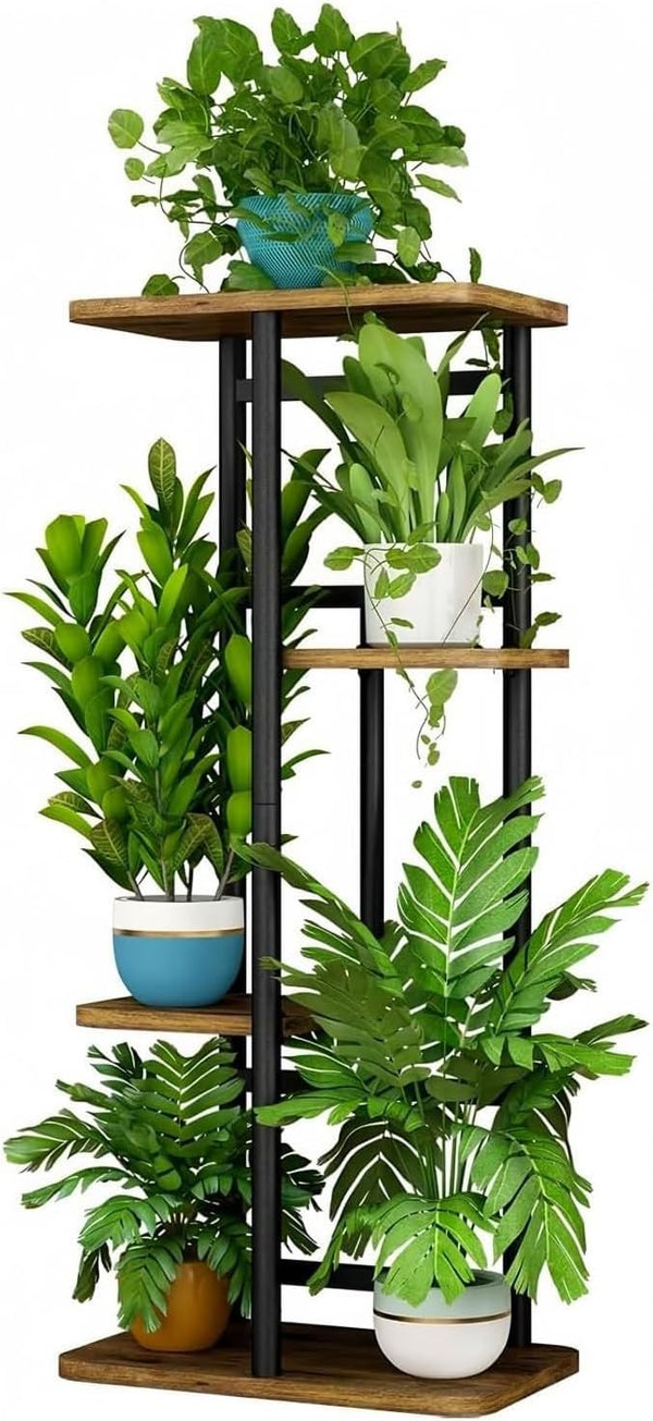 LINZINAR Plant Stand Indoor 4 Tier 5 Potted Multiple Plant Shelf Stands