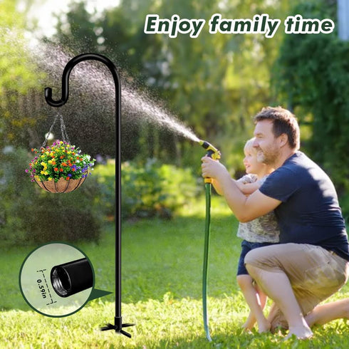 Funtife 76 Inch Hummingbird 1 Pack Outdoor Shepherd Hooks for Hanging Plants, Garden Adjustable Heavy Duty Feeder Pole