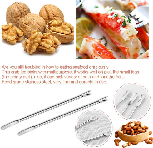 10PCS Crab Nut Crackers and Seafood Tools, Stainless Steel Lobster Crackers and Picks Set, 10pcs Including 2 Crackers,