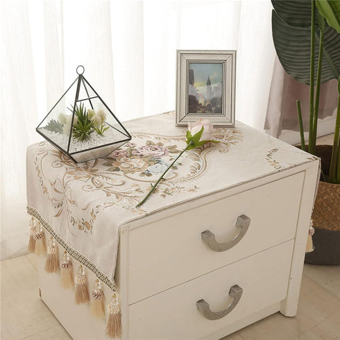 Bedside Tablecloth European Style Bedside Tablecover Jacquard Bedside Table Dustcover Table Doilies for Dressers