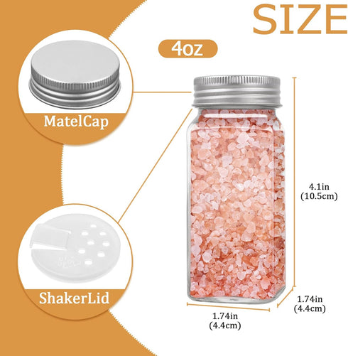 ZUFECY 4oz (Set 6, 120ml) Glass Spice Bottles with Shaker Lids, Restaurant & Home Kitchen Storage | Square Air-Tight