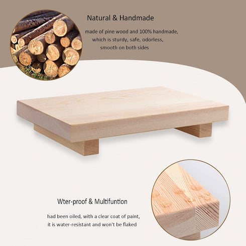 Wood Pedestal Stand Bathroom Counter Organizer, Farmhouse Decorative Tray Soap Holder for Kitchen Decor, Burlywood