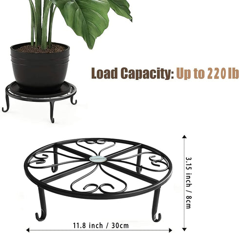 FAMIJOY 2 Pack 12 Inches 3 Inches (12 inches, Metal Plant Stand for Indoor and Outdoor, Flower Pot Holder for Living