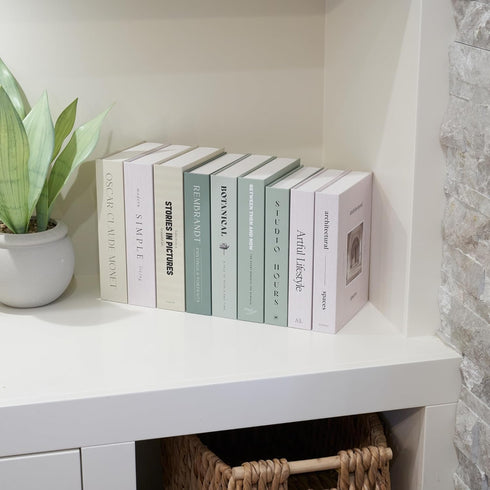 Set 9 Beautiful Decorative Books - of Boxes Enhance Your Coffee Table, Bookshelf or Mantel Shelf Decor - Aesthetic