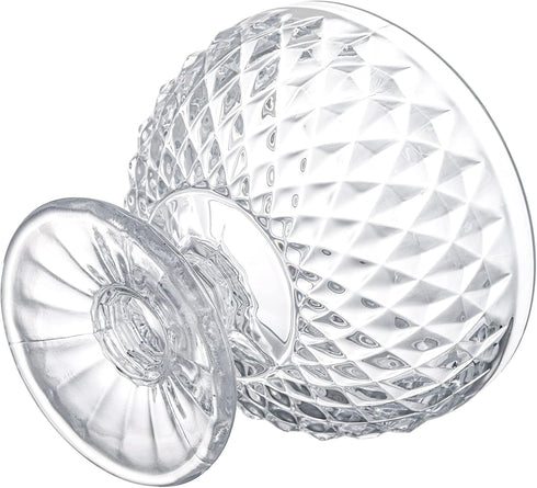 Set 6 12 Oz Set ZOOFOX of Glass Dessert Bowls, Glass Ice Cream Sundae Cups with Vintage Diamond Pattern, Footed Dessert