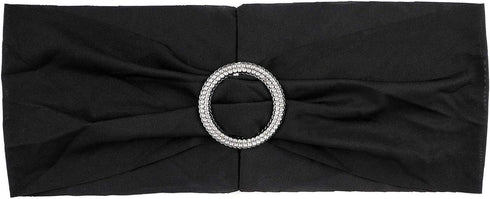 Tosnail 50 Pack Spandex Chair Sashes - Black Wedding Chair Decoration Party Covers
