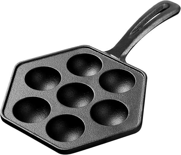 WUWEOT Nonstick Aebleskiver Pan, Cast Iron Takoyaki Griddle for Making Pancake Balls, Poffertjes, and Thai Kanom Krok