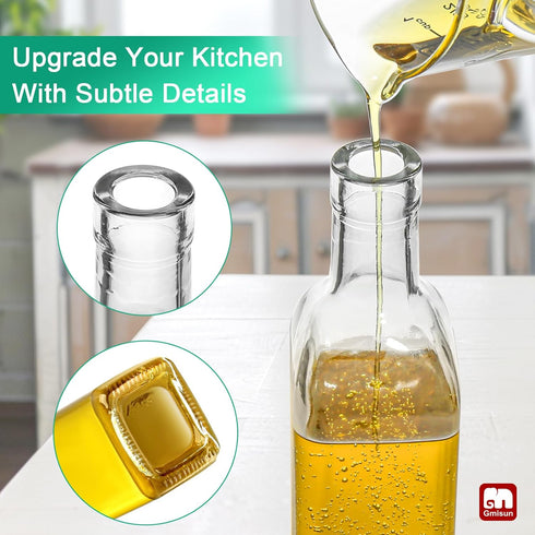 GMISUN Oil Dispenser for Kitchen, Glass Oil Container Set of 4, Cooking Oil and Vinegar Dispenser with Funnel and Labels