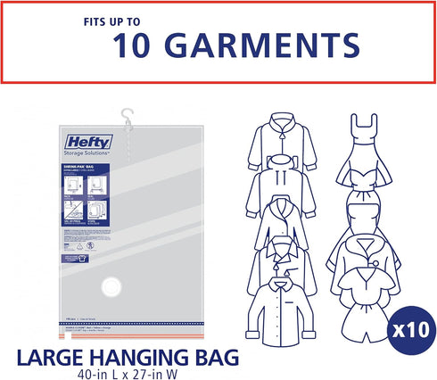 Hefty Shrink-Pak Vacuum Storage Bags, Space Saver for Under Bed Storage, 3 Large Hanging Vacuum Bags