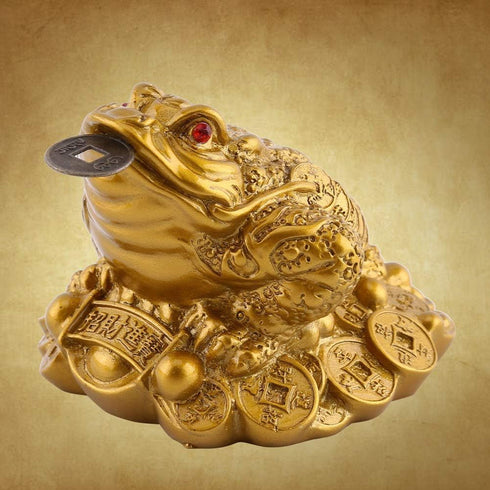 Hilitand Money Frog Toad Decoration, Chinese Feng Shui Wealth Lucky Money Frog Statue for Home Office Decoration