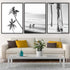 VLOLIFE Black and White Coastal Surfing Landscape Posters and Prints, Unframed Canvas Painting Home Decor 16X24inchX3