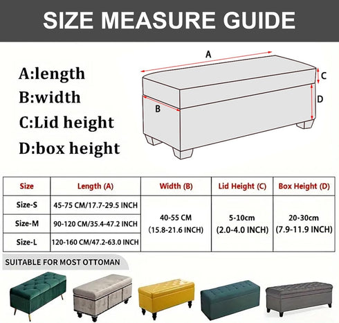 30) Eco-Ancheng Storage Ottoman Cover Rectangle Ottoman Slipcover Folding Storage Bench Cover Footrest Stool Slipcover