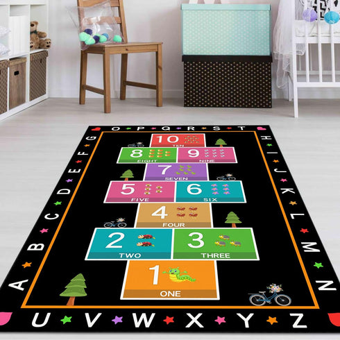 YLZLDKH Counting 31x47 Hopscotch Play Rug Carpet for Kids, ABC Alphabet Number Educational Rug, Children's Game Mat