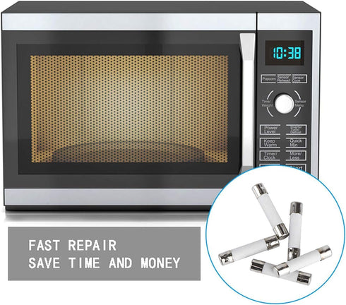 10 Pieces Microwave Fuse, Ceramic Tube Fuse 20 Amp 250 V, Slow Blow Time Delay Fuse, Compatible with GE