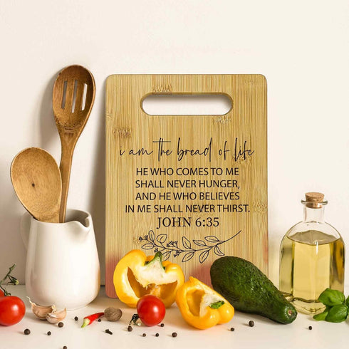 I Am the Bread of Life Cutting Boards, Christian Gifts for Women, Bible Verse Bamboo Cutting Board