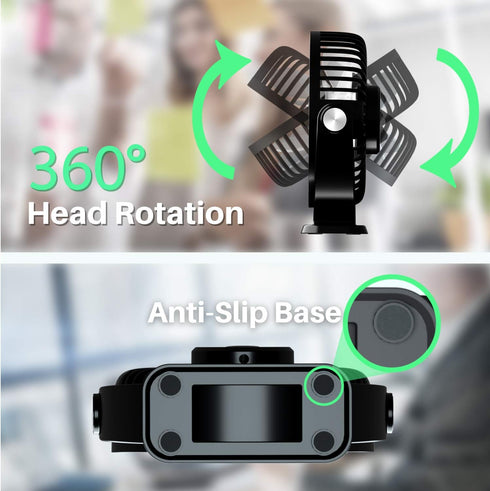TriPole USB Powered Desk Fan 2 Pack, Black Small Portable Fan with 3 Speeds and 360° Rotation for Travel
