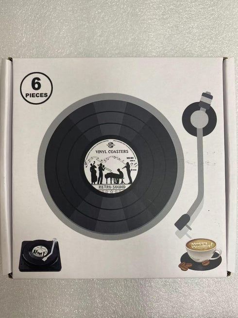 Valdivia Funny Retro Vinyl Record Coasters - 6 Pcs Music Coasters for Drinks, Bars, Party, Birthday Gifts, Home Decor