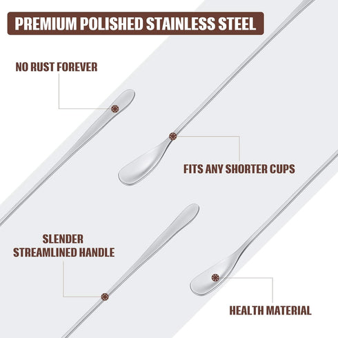 Patelai 8 Pieces 7.87 Inch Stainless Steel Mixing Spoon, Coffee Stirrers, Drink Cocktail Stir Sticks