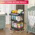 3 2 Goovilla Tier Rolling Utility Cart Organizer with Removable Drawer, Stable and Sturdy Black Rolling Storage Carts