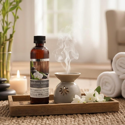 Set 2, 5 oz Settings. P1 Hosley's of Bamboo Jasmine Fragrance Warming Oils. Ideal Gift for Weddings, spa, Reiki