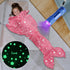 Mermaid Tail Blanket for Girls, Glow in The Dark Sleeping Bag, Plush Cozy Soft Fleece Throw for Age 2-12, Valentine's