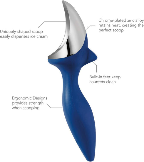 Tovolo Ice Cream Scoop Stratus Blue Dishwasher Safe Heavy Duty Ice Cream Scooper with Elevated Tilt Up Design, Heat