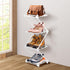 Small White 4 Tier Vertical Shoe Rack Shelf - Metal Tall Shoe Organizer for Entryway, Bedroom, Living Room - Space
