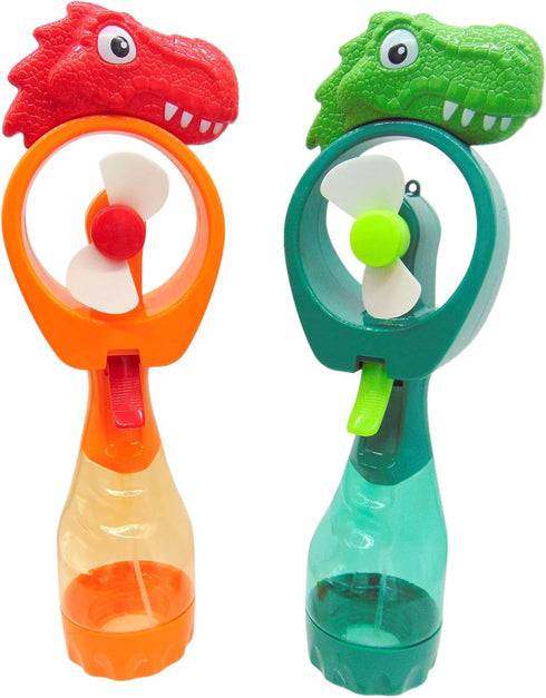 Dinosaur Misting Spray Bottle Fan, Kids Personal Cooling Mist Handheld Humidifier Powered T-Rex Fans, Set of 2
