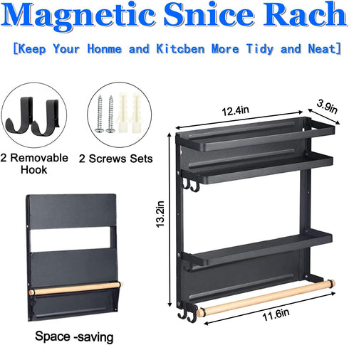 Dr.BeTree Magnetic Spice Rack for Refrigerator, Magnetic Paper Towel Holder Shelf, Kitchen Organization and Storage