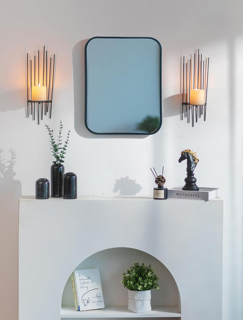 Set 2 Sziqiqi Wall Candle Holder Black: Wall Candle Sconces of for Pillar - Modern Sconces Decor for Living Room