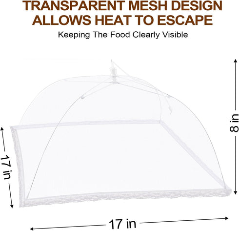 (6 Pack) ESFUN Food Net Covers for Outside, 17"x 17" Large Outdoor Mesh Screen Tents for Picnics