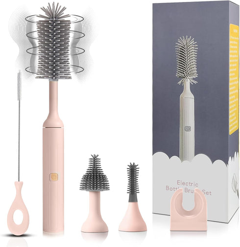 Electric Cleaning Brush with USB Rechargeable Electric Bottle Brush Cleaner and 3