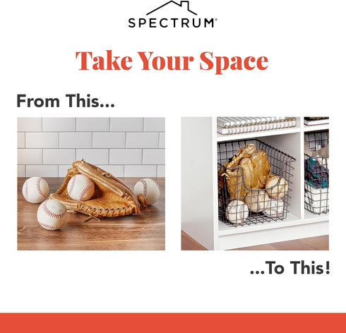 Spectrum Wire Basket for Organizing (Small, Industrial Gray) - Sturdy Storage for Kitchen, Closet, Bathroom