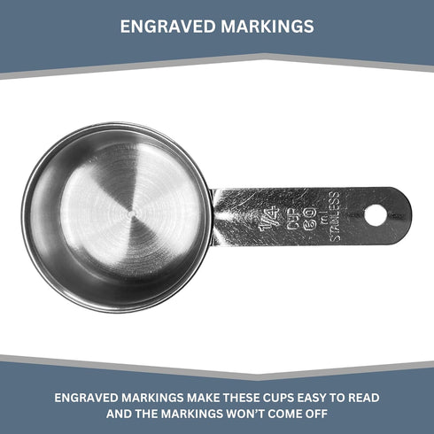 1/4 Cup Stainless Steel Measuring Cup | Sturdy Metal 60 ml for Wet and Dry Ingredients | 1 PK Dog Food Scoop