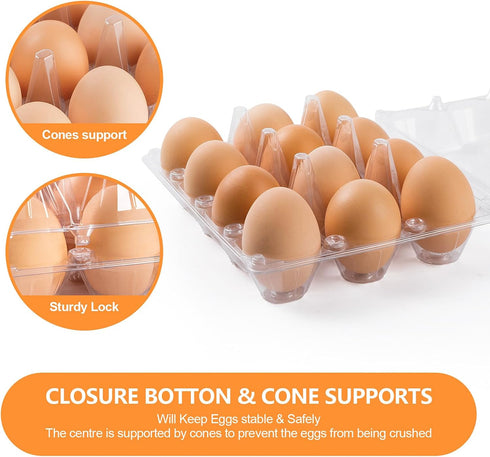 AYAYGD 80 Pack 12 Count, Egg Cartons Cheap Bulk Clear Plastic Egg Cartons for Chicken Eggs, Reusable Egg Carton