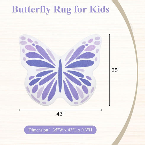 35 43 inch Topotdor Cute Butterfly Kids Rugs for Girls Bedroom, Toddler Nursery Rug Soft Washable Kids Area Rug