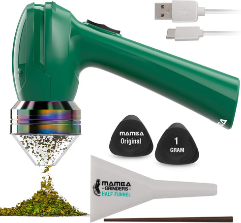 Mamba Original V2 1g Green Electric Portable Herb Grinder, USB Powered Kitchen Mill for Grinding