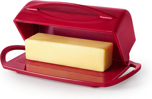 Flip-Top Butter Dish without Spreader, Red